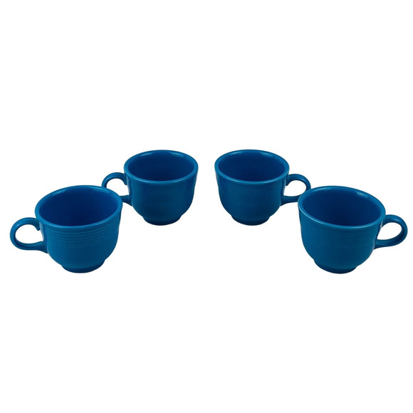 Fiesta‎ 4 Coffee Cup Set Peacock Blue 7.75 oz. Small Mug Homer Laughlin China - Picture 1 of 7